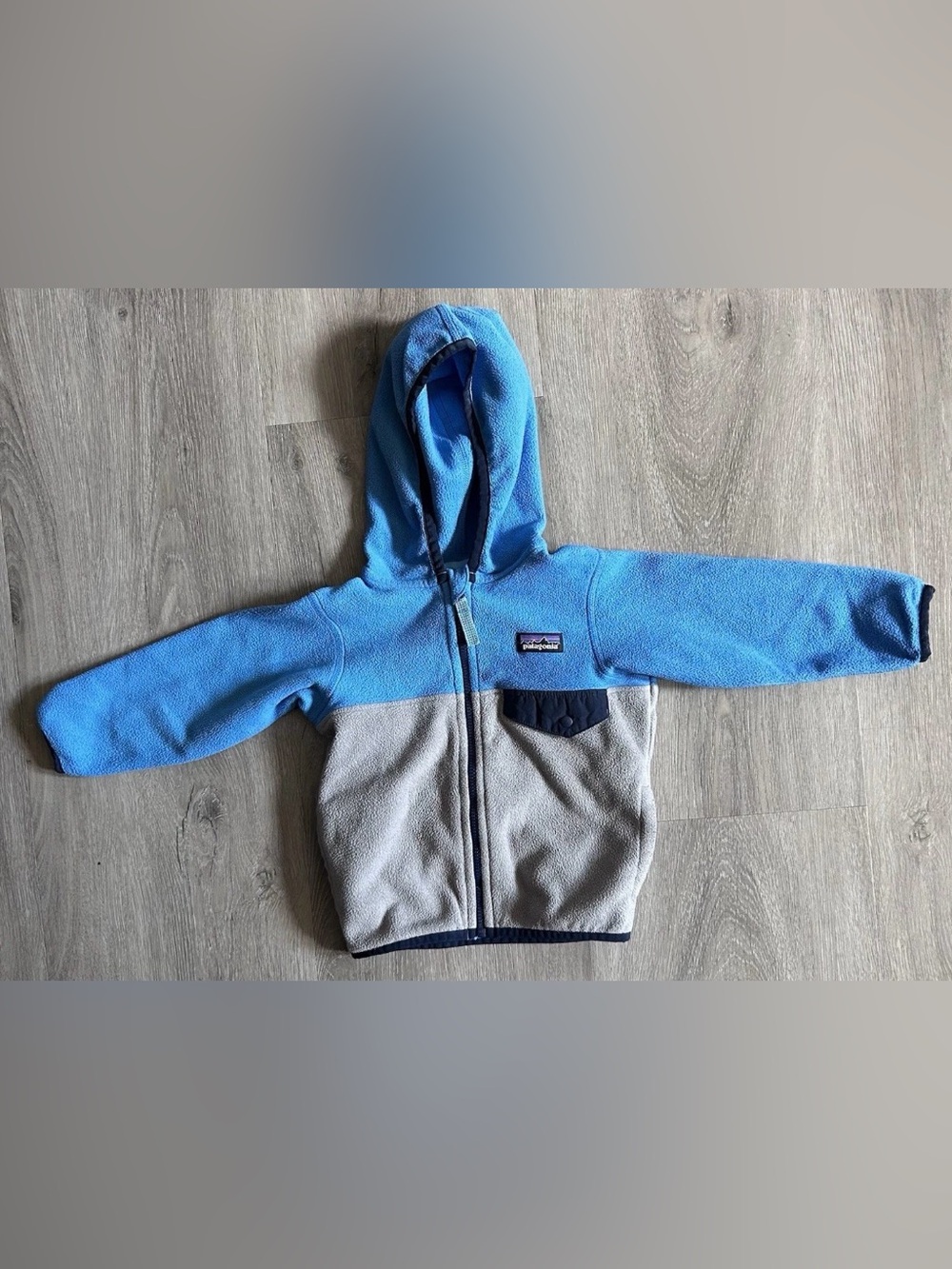 Patagonia Baby Micro D Snap-T Fleece Jacket Blue/Grey Colorblock - Size 12-18M